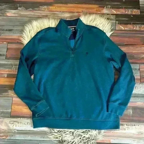 IZOD XL Quarter Zip Performance Pullover Blue Slim Fit Golf Athleisure Jacket - Picture 2 of 9